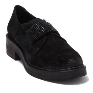 MANAS Embellished Block Heel Loafers Black 9.5